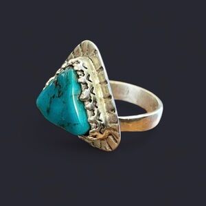 Freeform Bisbee Turquoise + Sterling Silver Ring  (Size 6)